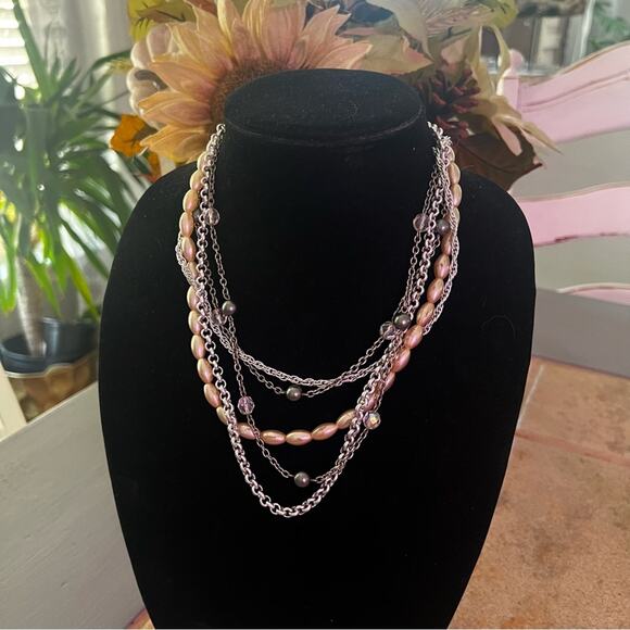 Sabika Multi Chain Layered Beaded Necklace - Picture 3 of 10